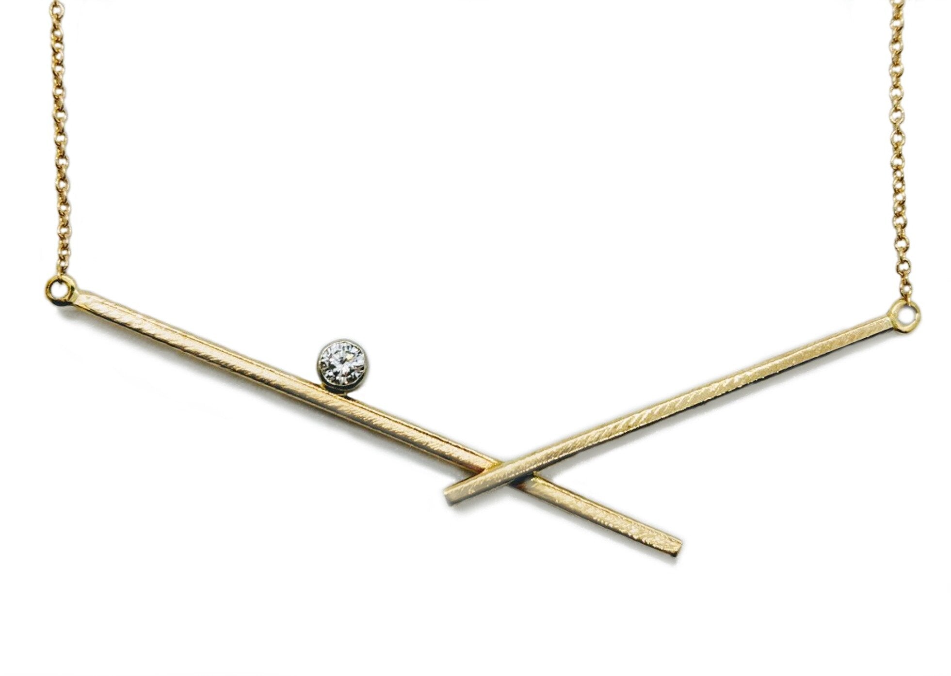 Contemporary Crossed Bar Pendant