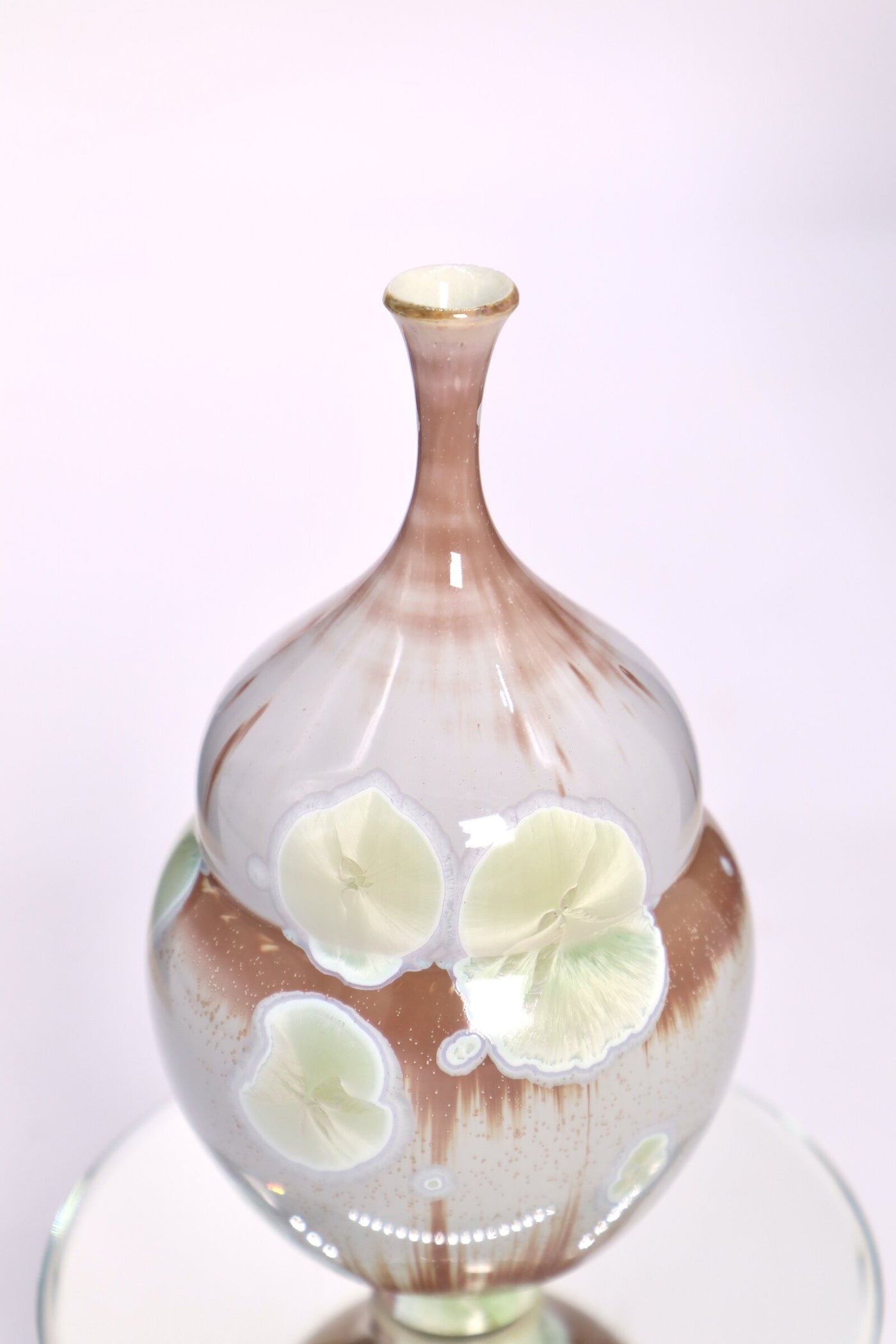 Miniature Crystalline Mauve & Lime Green Bottle