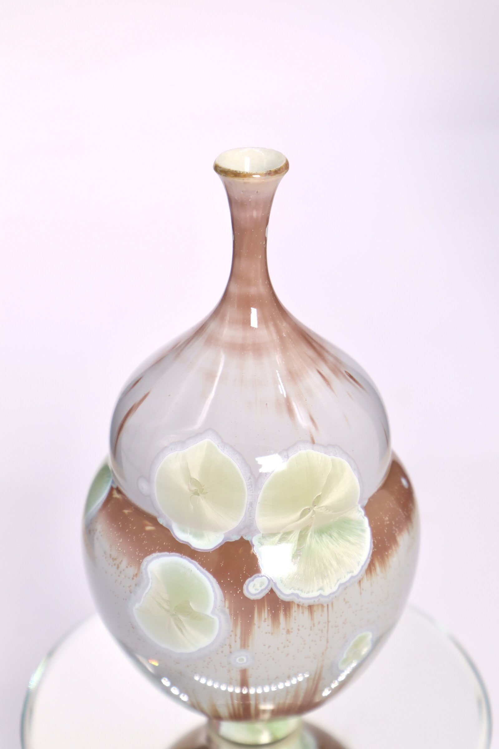Miniature Crystalline Mauve & Lime Green Bottle