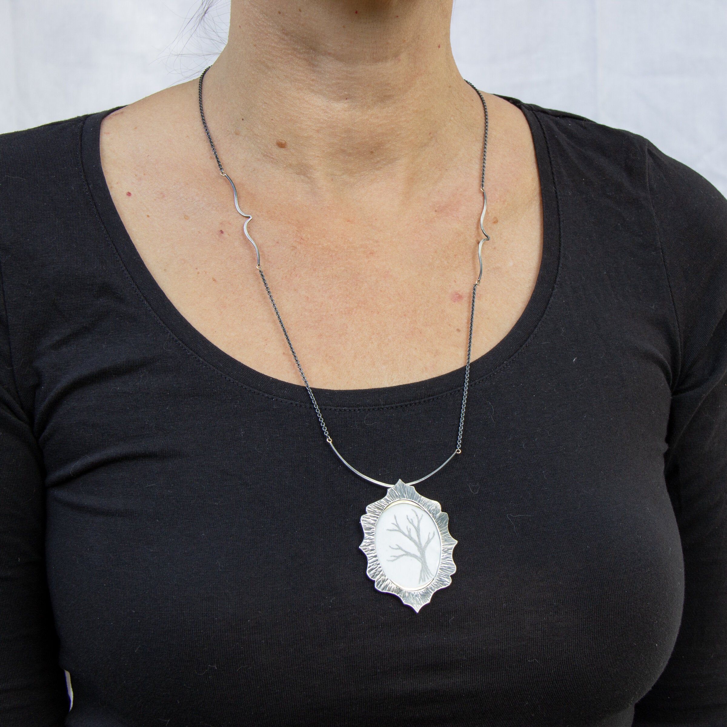 Tree Silhouette Necklace & Brooch