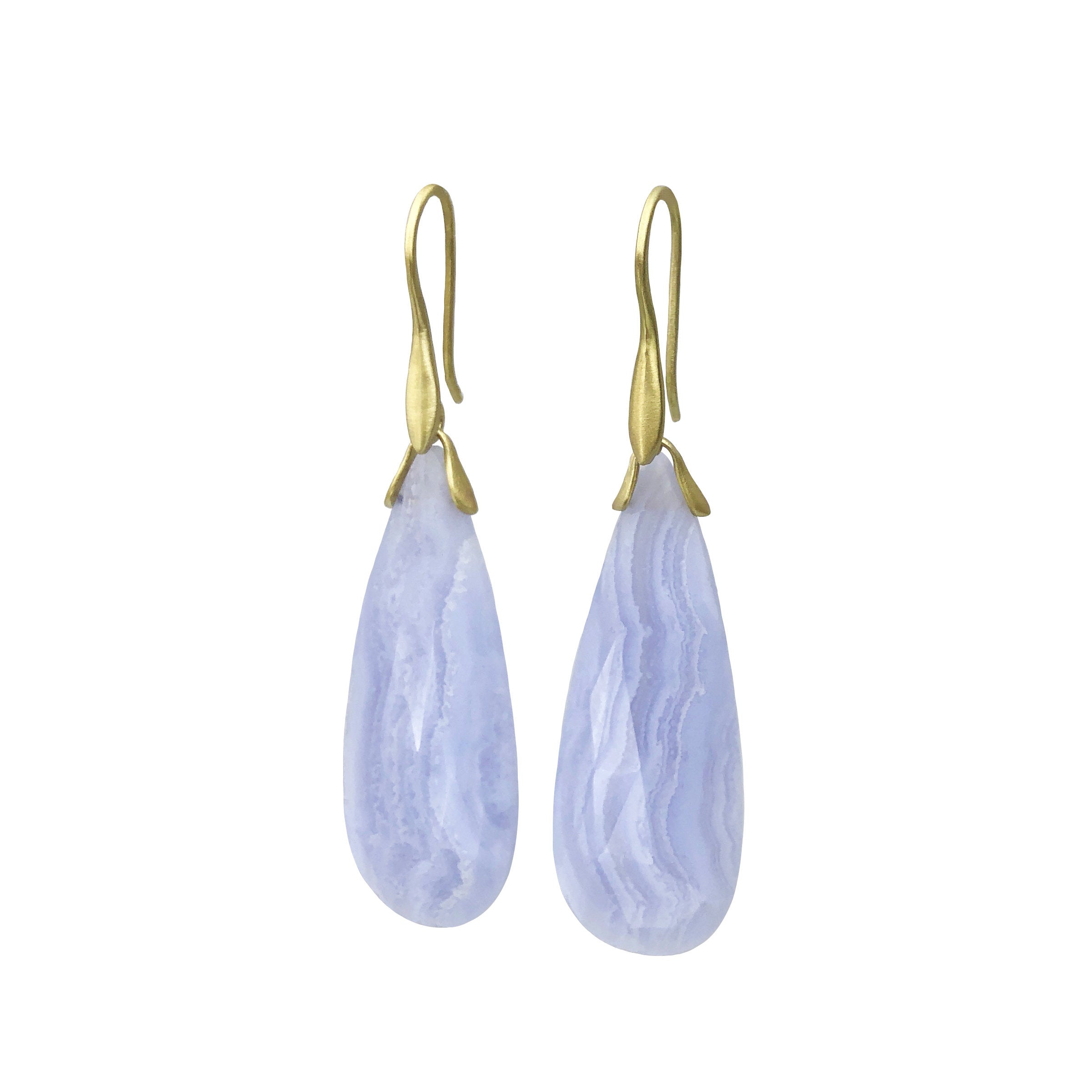 Blue Lace Agate Trapeze Earrings