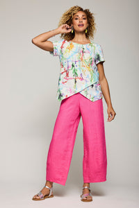 Linen Crossover Hem Top