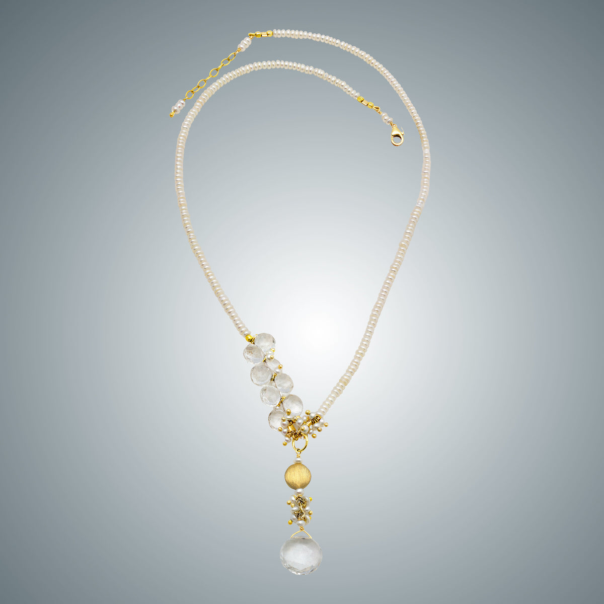 Pearl & Crystal Cascade Necklace