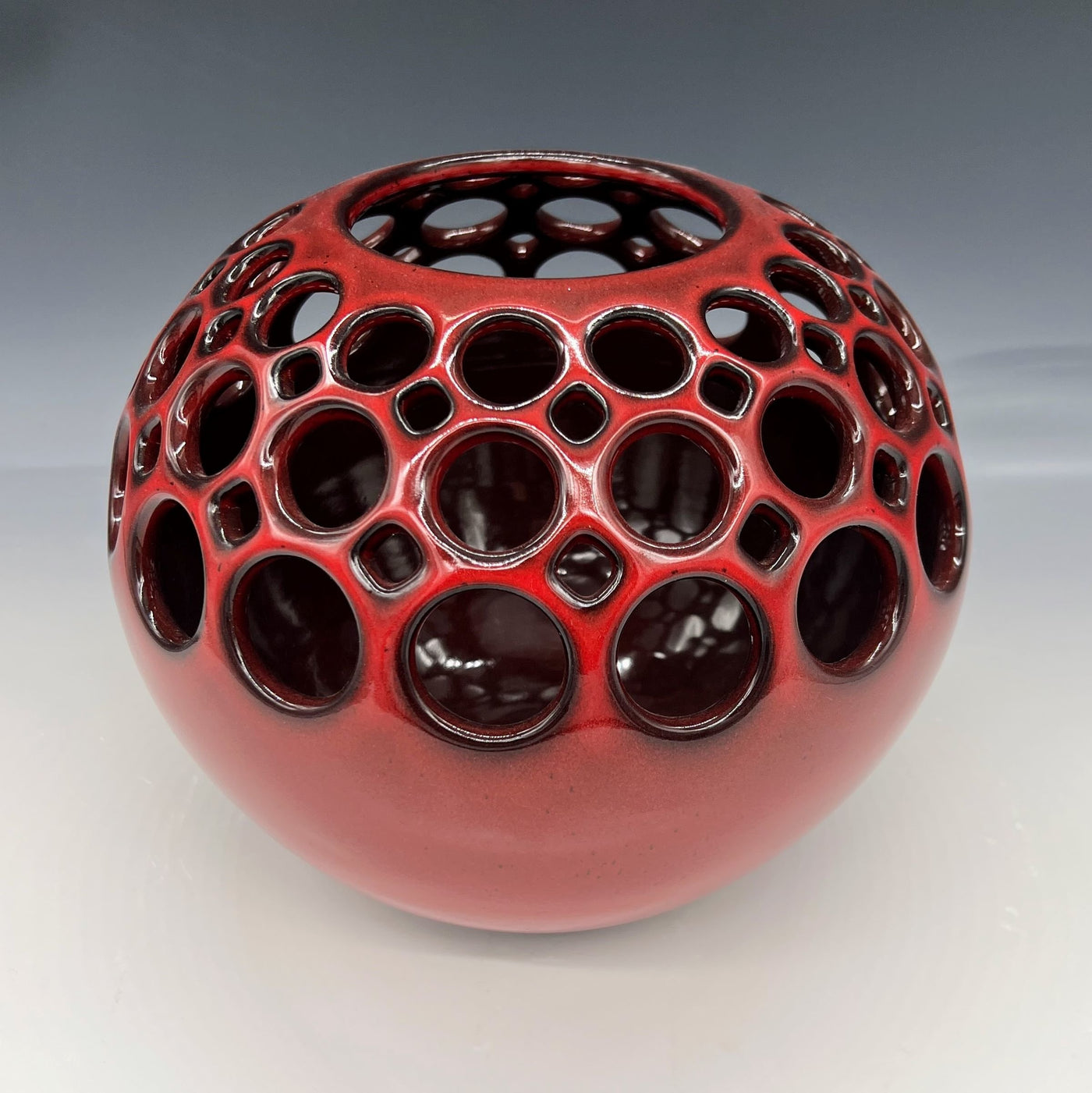Red Demi Pierced Orb Vase