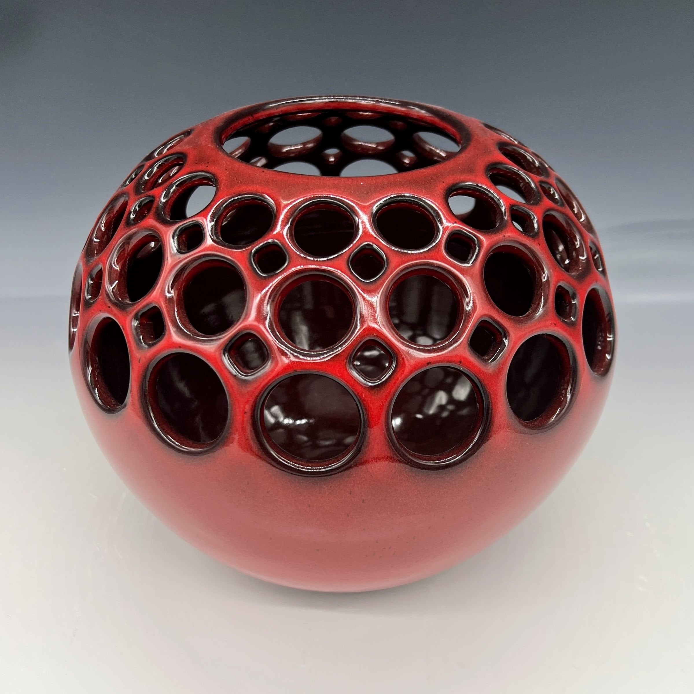 Red Demi Pierced Orb Vase