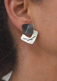 oxidized top square with post backs