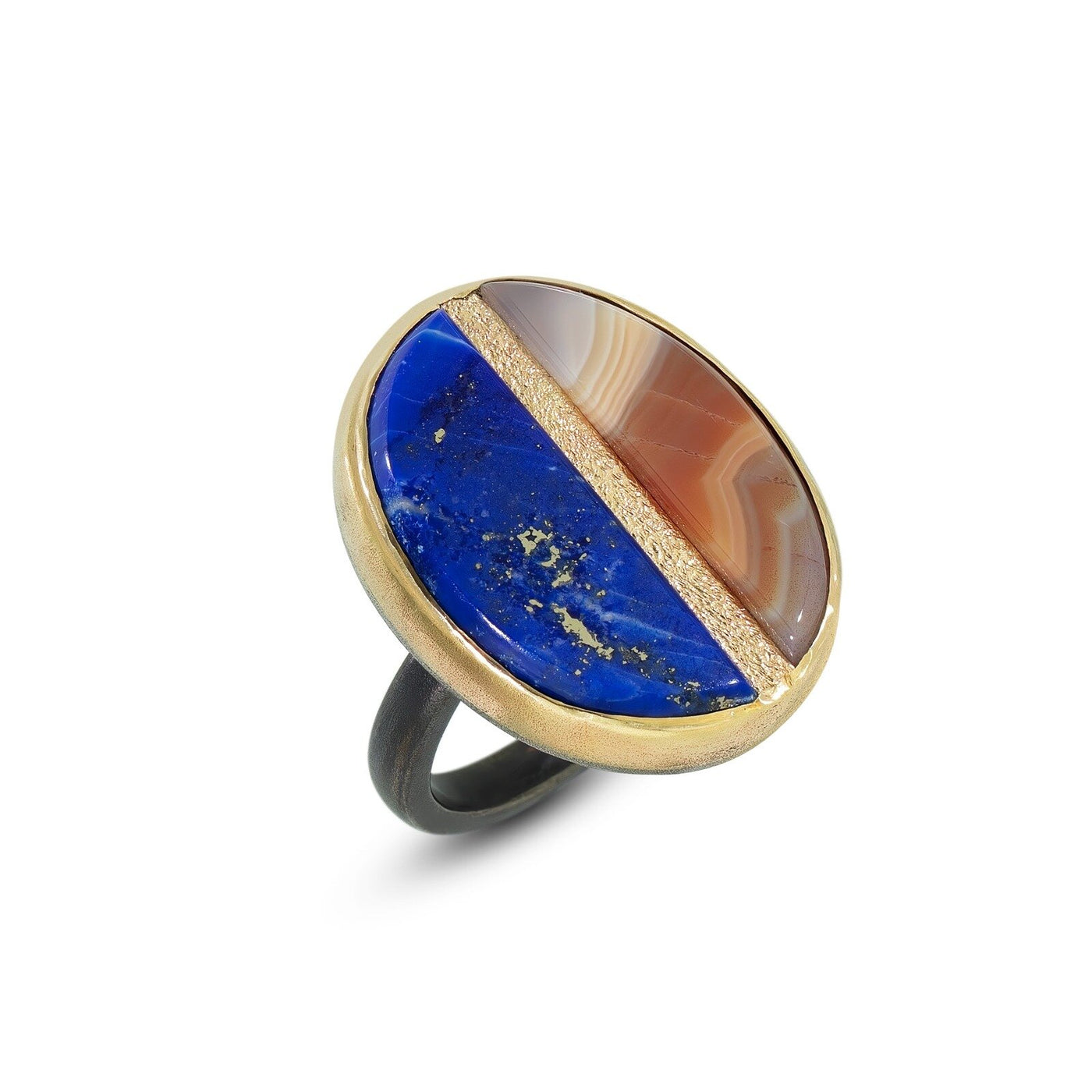 Lapis & Malawi Agate Inlay Ring