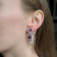 Purple Riddle Chevron Amethyst Earrings