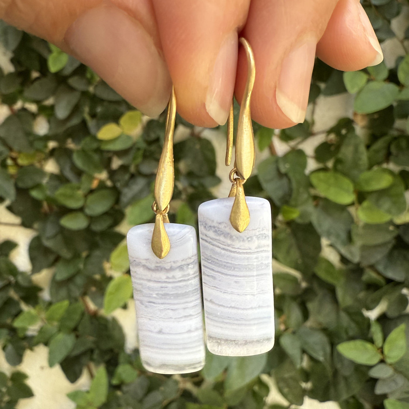 Blue Lace Agate Dancing Earrings