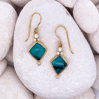 14k Gold, Gem Silica & Diamond Earrings II