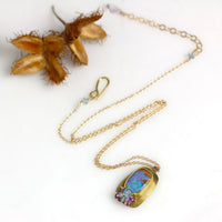 Lavender Boulder Opal & Sapphire Cluster Pendant