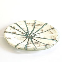 Cream and Light Aqua Sculptural Glass Bowl - Resilience Series