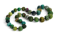 Vintage Silk Kantha Necklace in Green