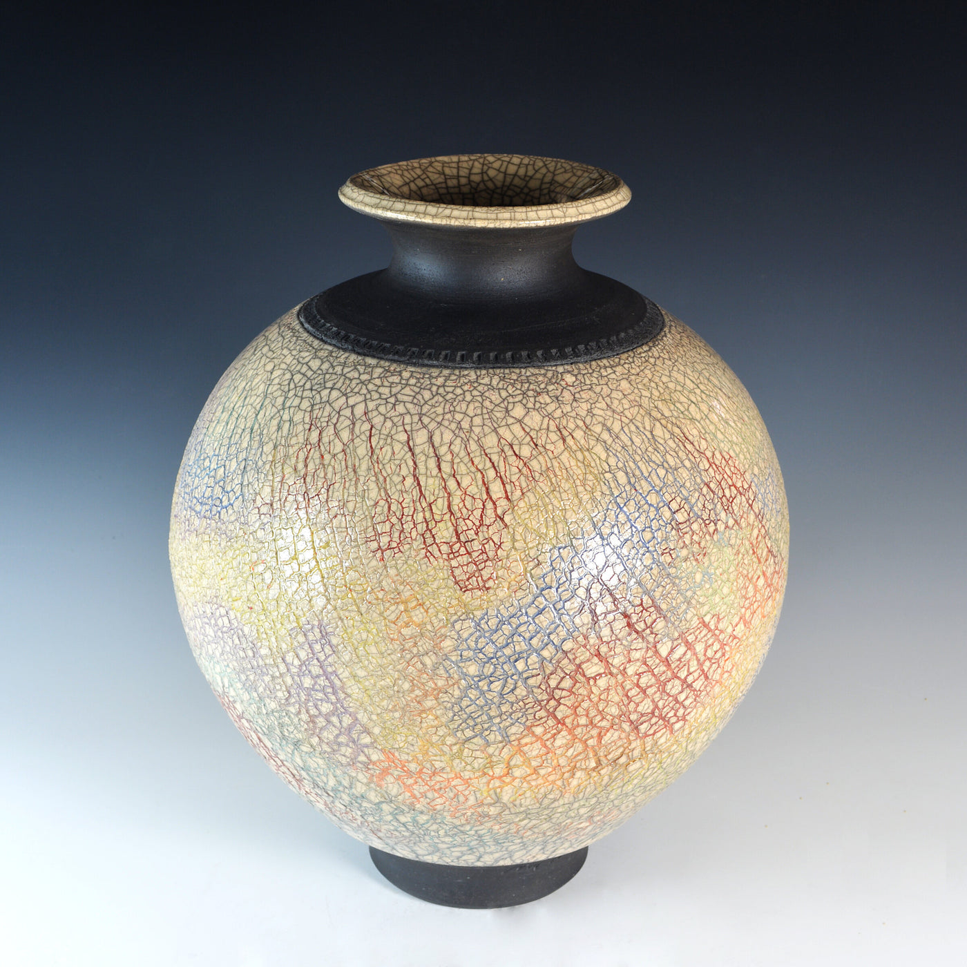 Harlequin Crackle Raku Vase