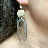 Oval Ripple Hoop & Disc Earrings