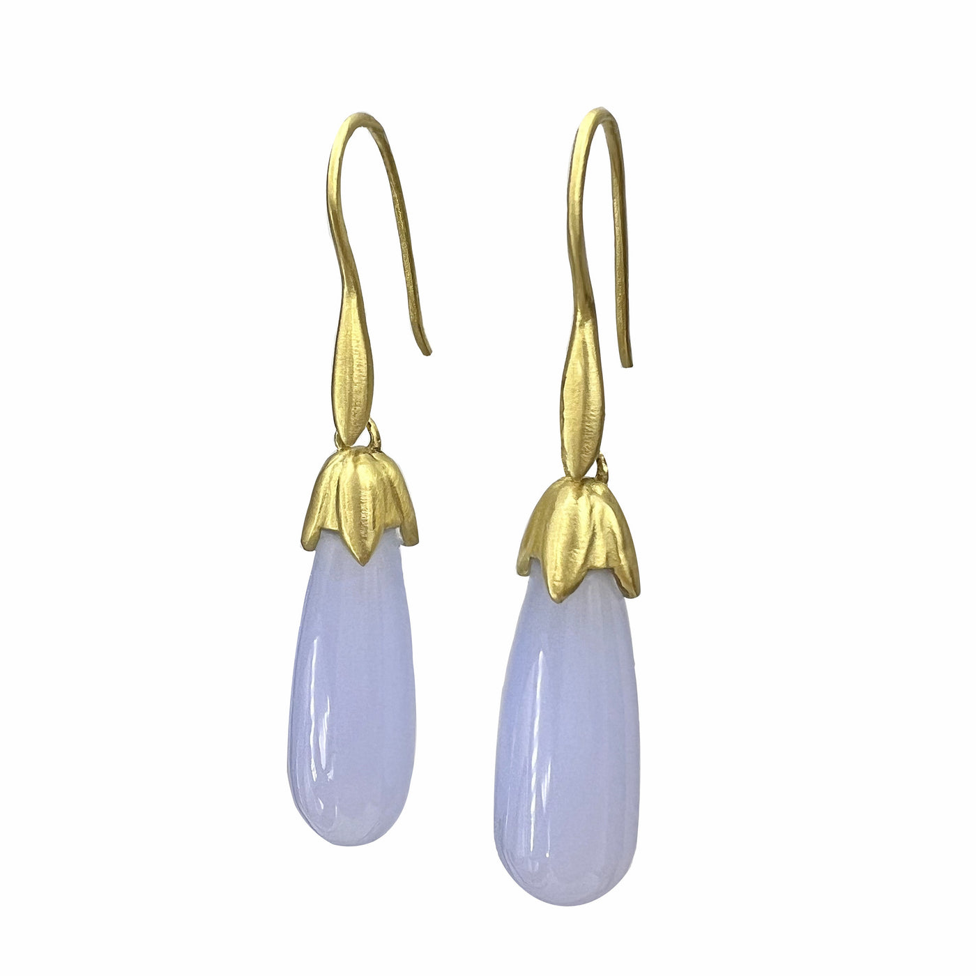 Blue Chalcedony Briolette Bud Earrings