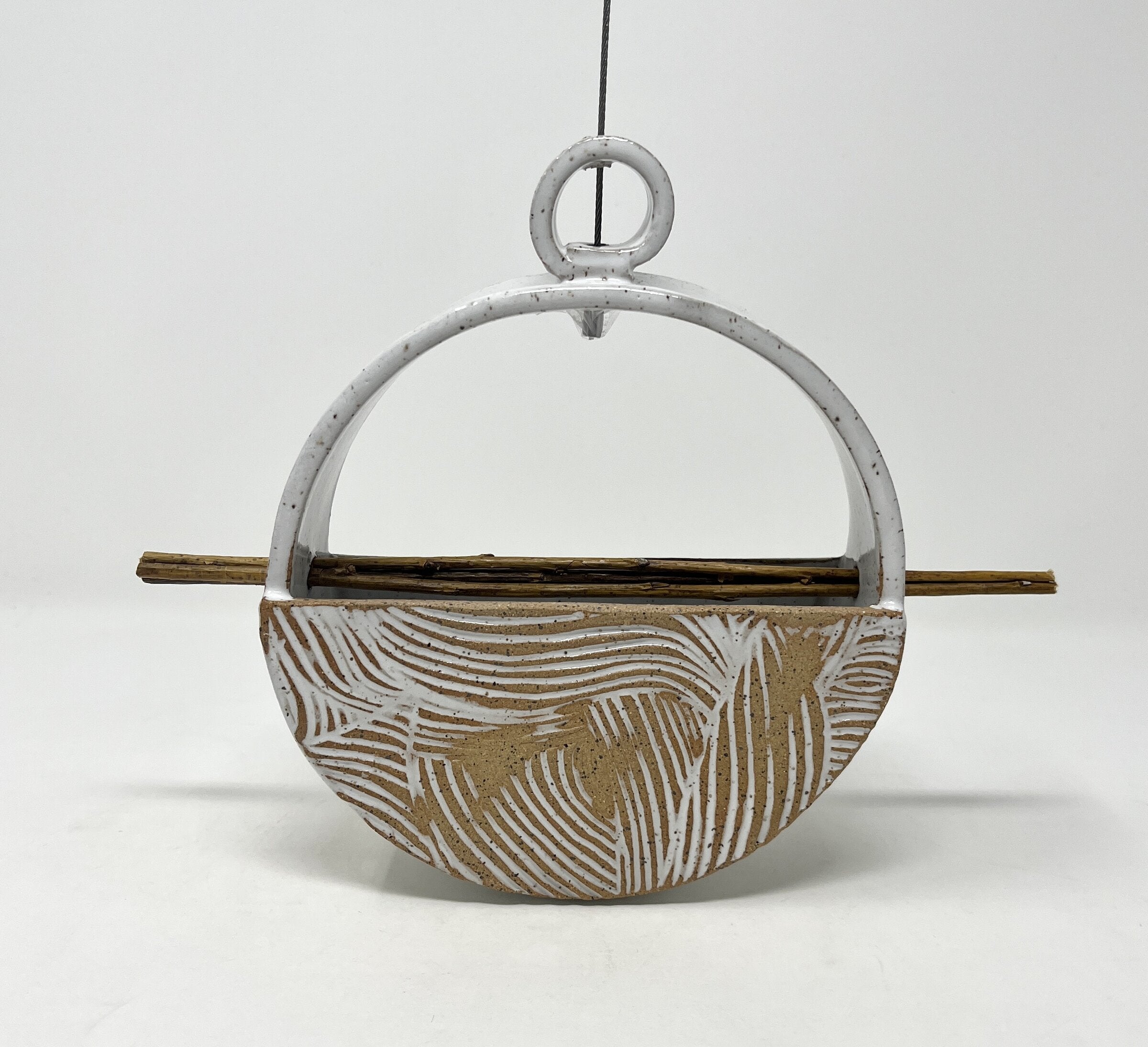 Rustic Circle Bird Feeder with Swirls