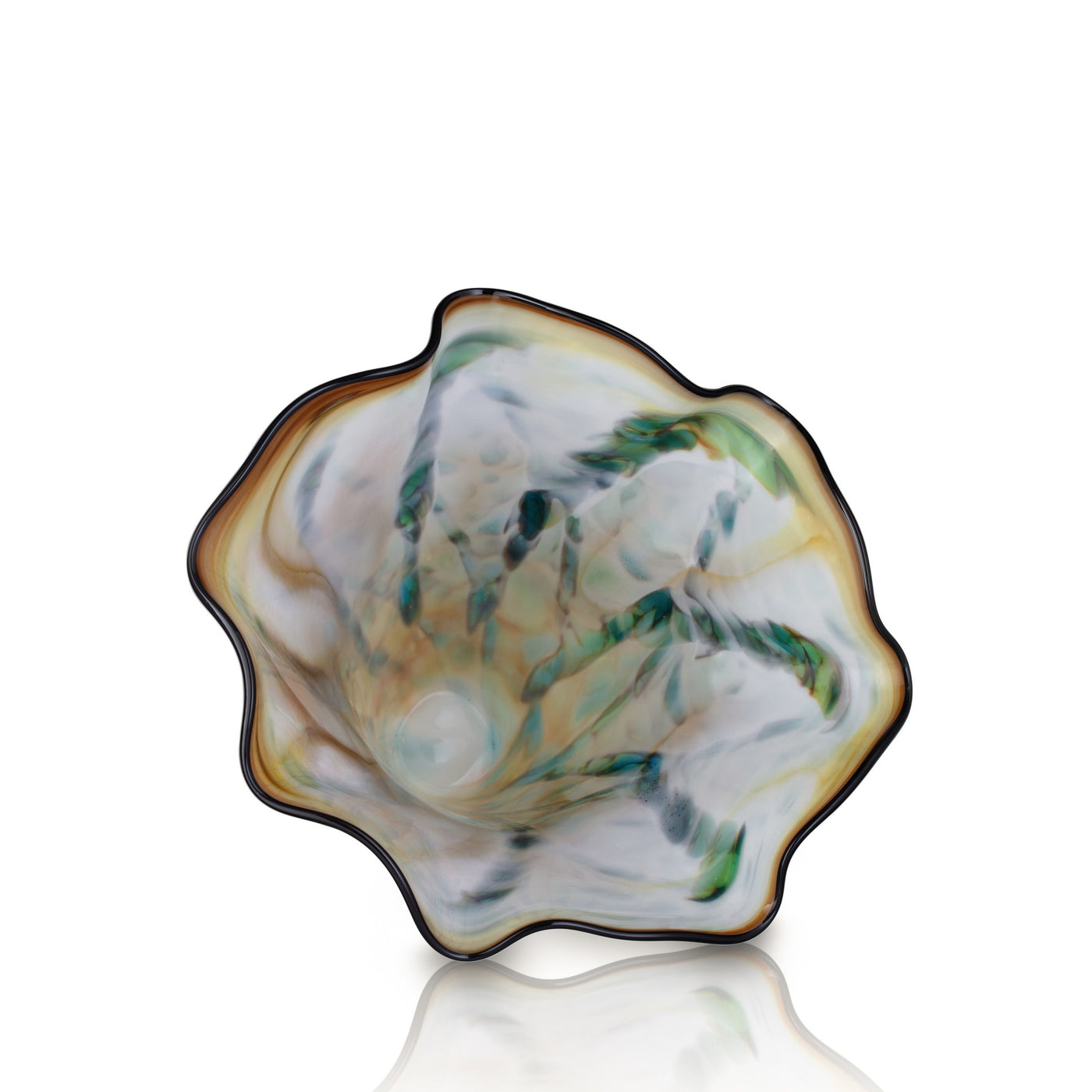 Teal Earth Tone Tall Wave Vase