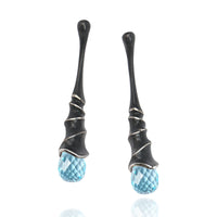 oxidized silver with blue topaz