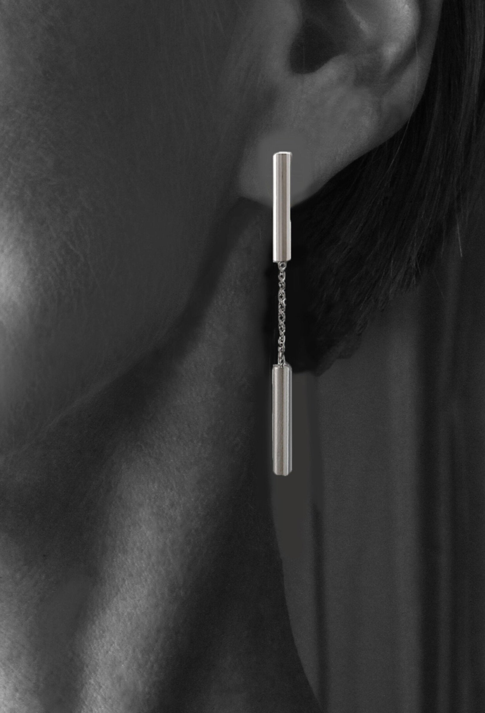 Double Cylinder Earrings On Chain