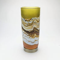 Satin Strata Pillar Lamp in Lime and Tangerine