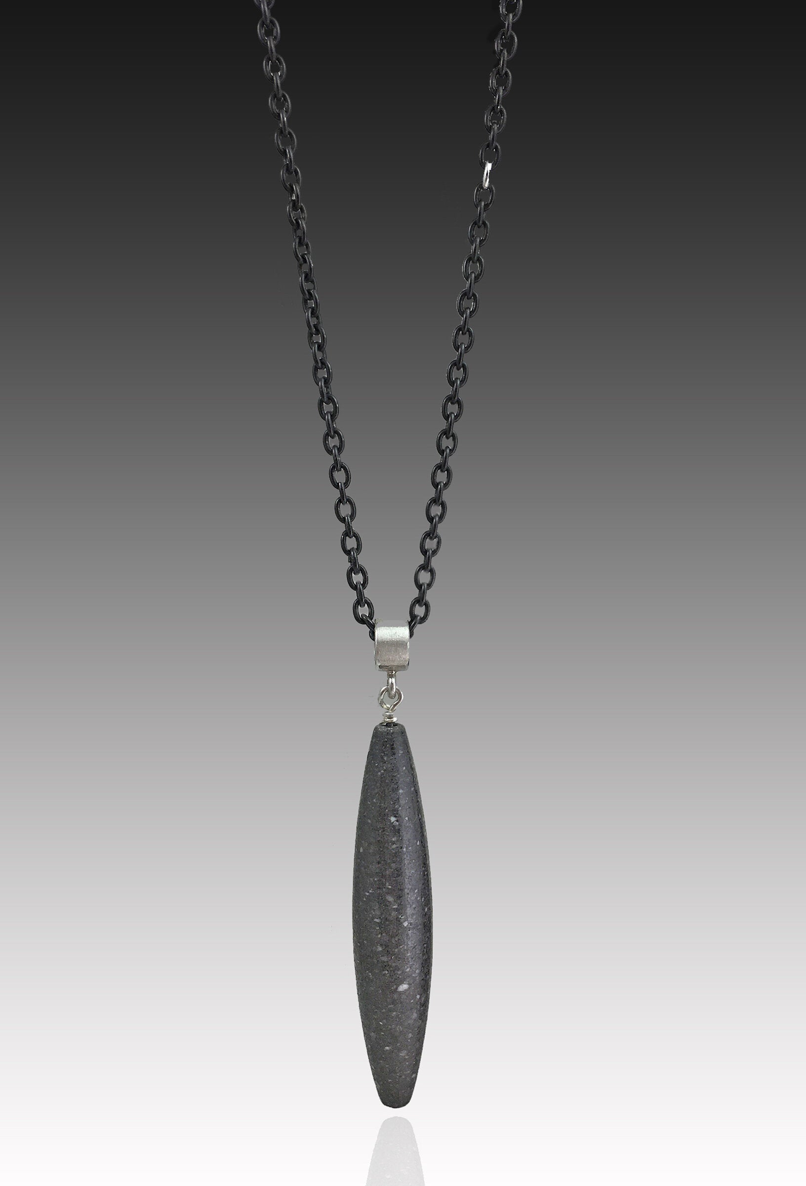 Einstein Drop on Blackened Silver Chain