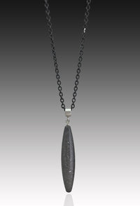 Einstein Drop on Blackened Silver Chain