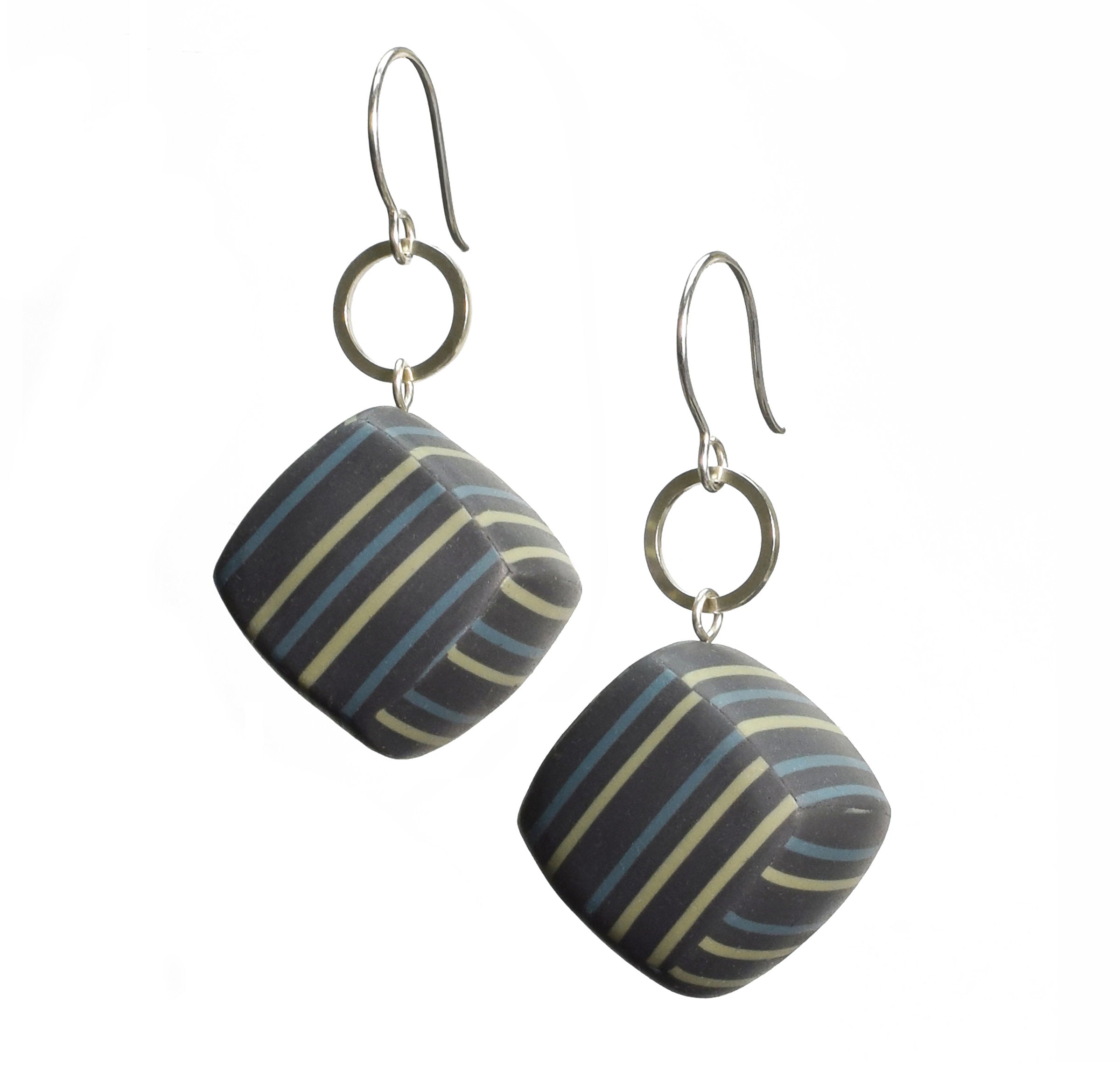 Gray with dark teal and celery stripes