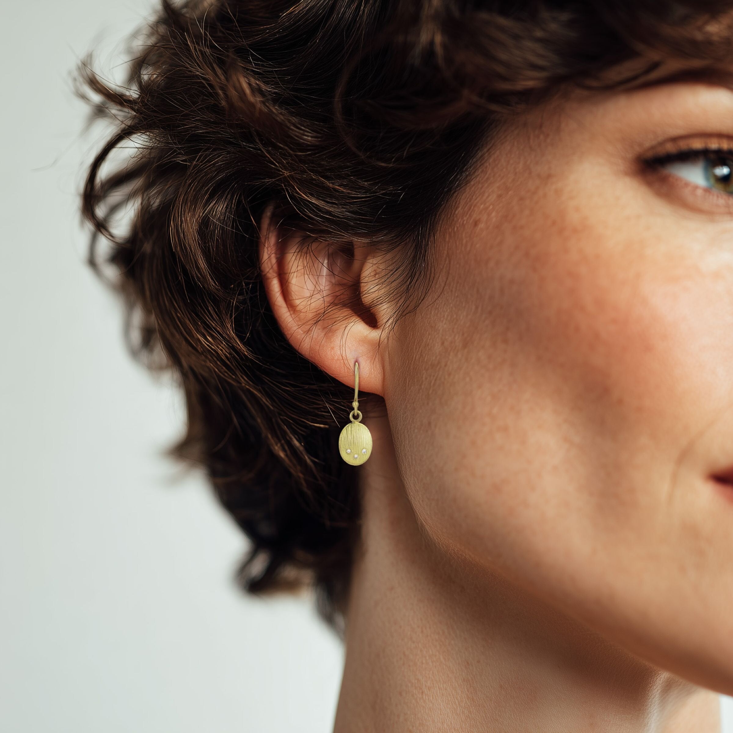 Carved Oval Diamond Earrings