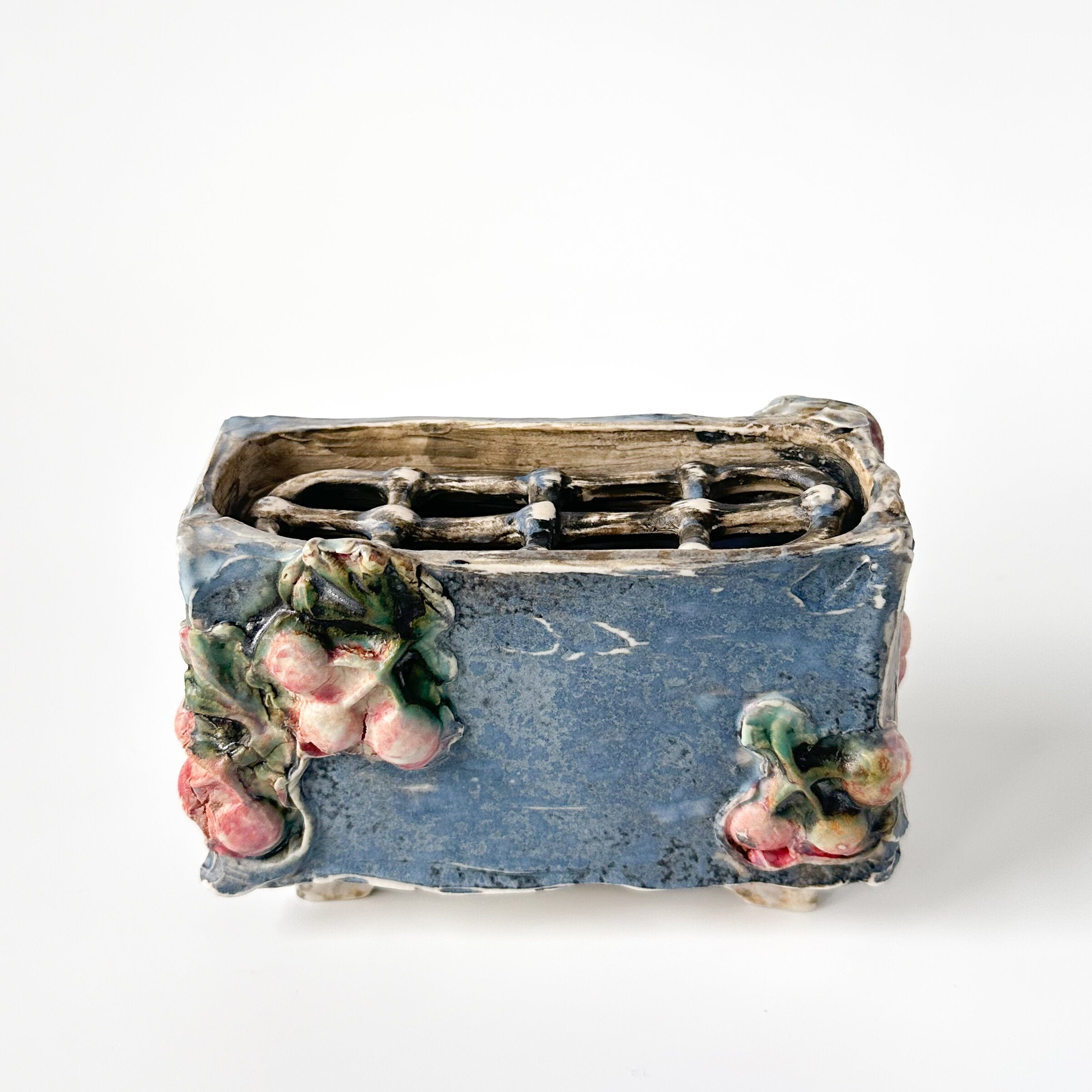Cherries in Blue Box Vase