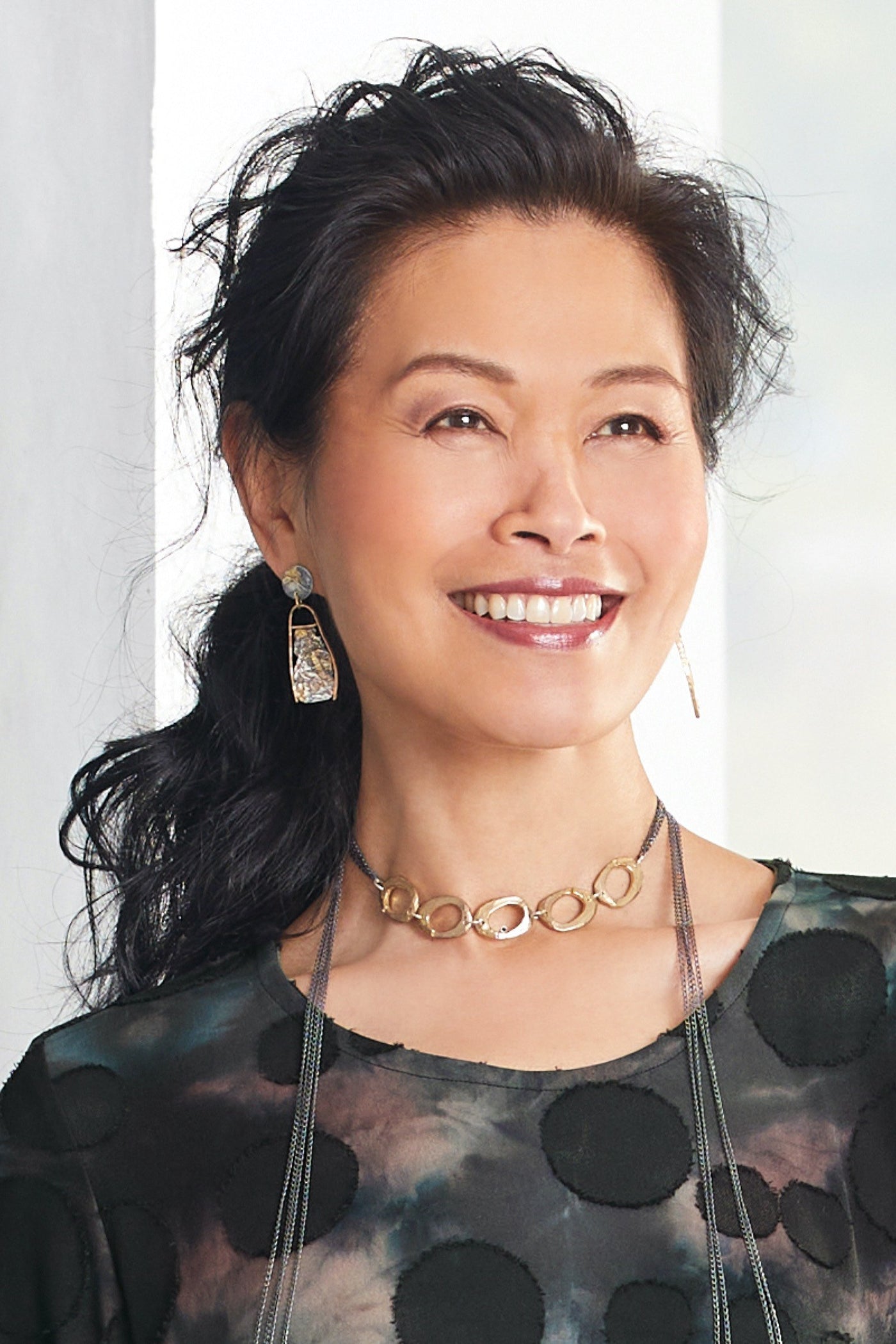 shown with the Bronze Five Oval Wrap with Diamond Necklace by Ann Chikahisa