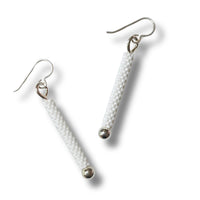 White Linear Earrings