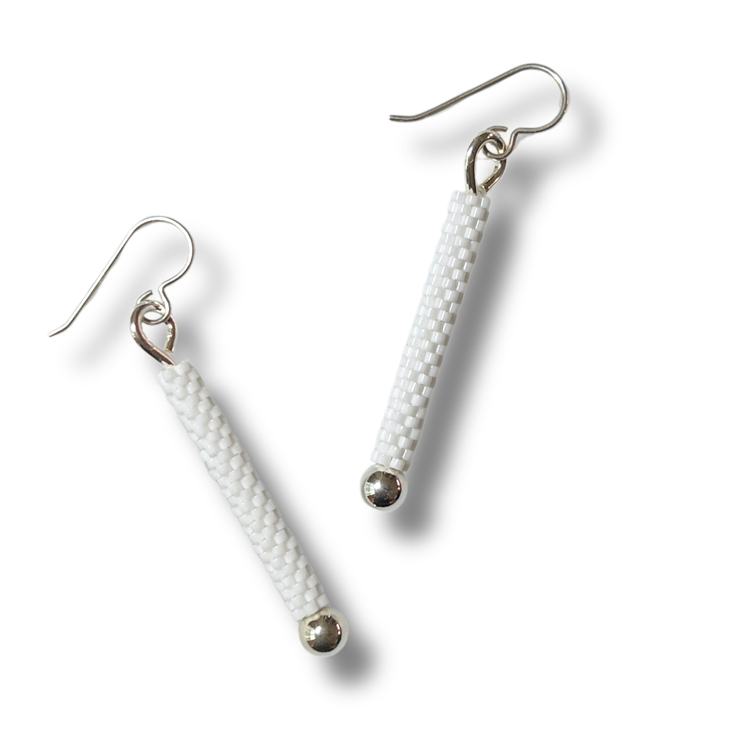 White Linear Earrings