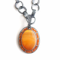 Botswana Agate & Carnelian Border Pendant