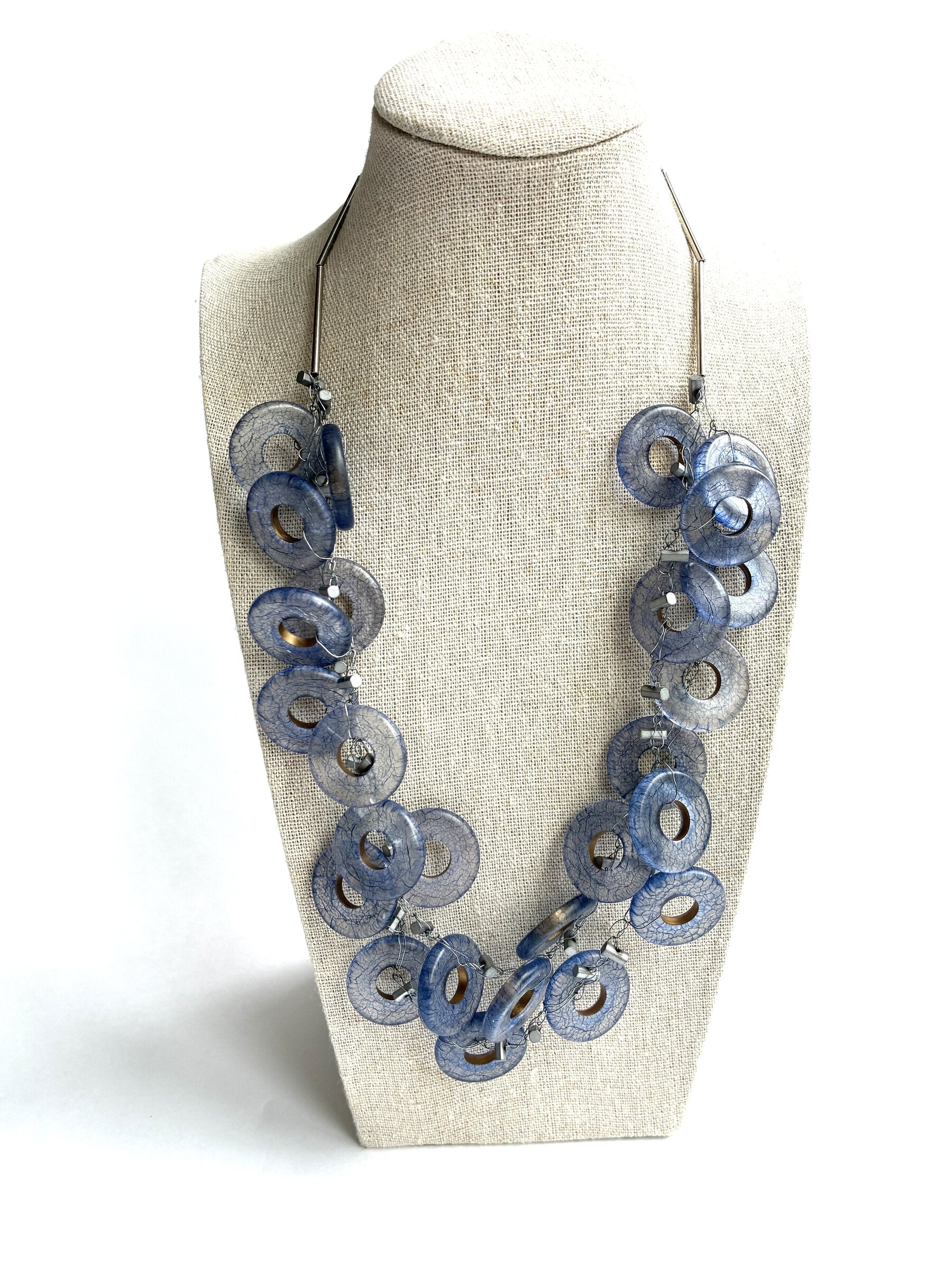 Translucent Blue Hoops Necklace