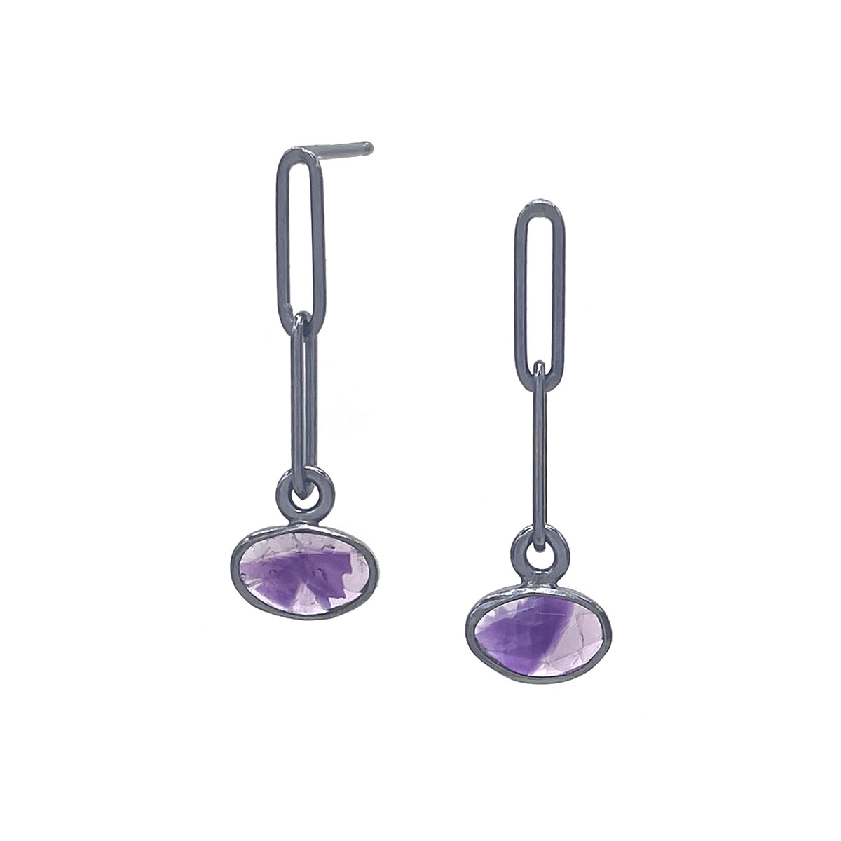 Mini Link Amethyst Drop Earrings