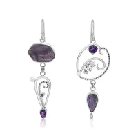 Purple Asymmetric Earrings