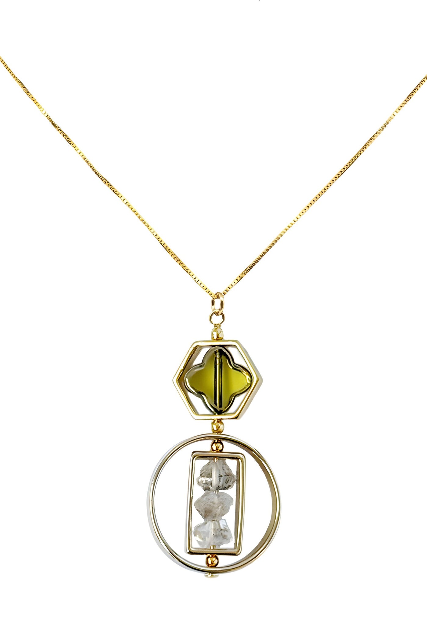 Golden Herkimer Diamond Necklace