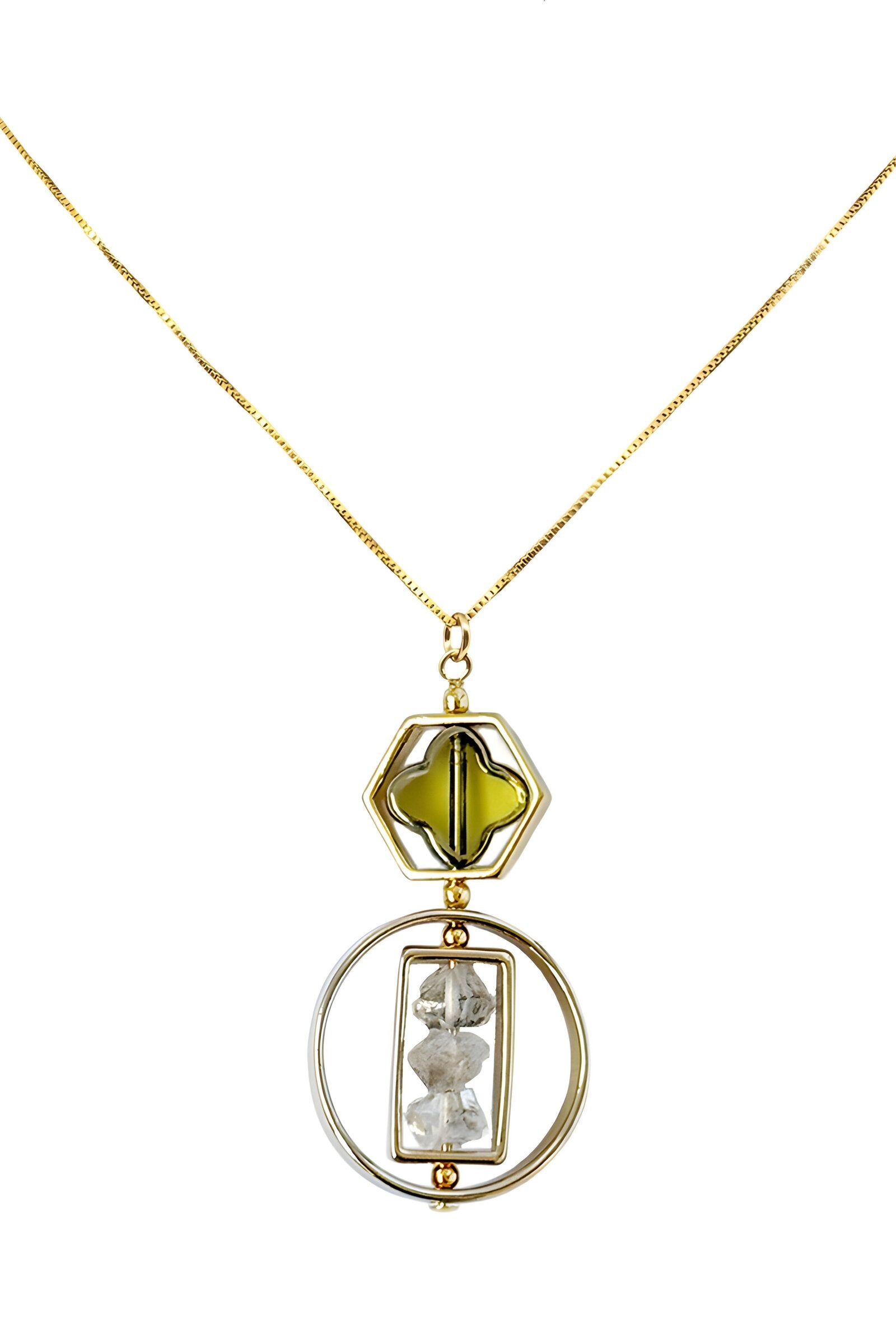 Golden Herkimer Diamond Necklace
