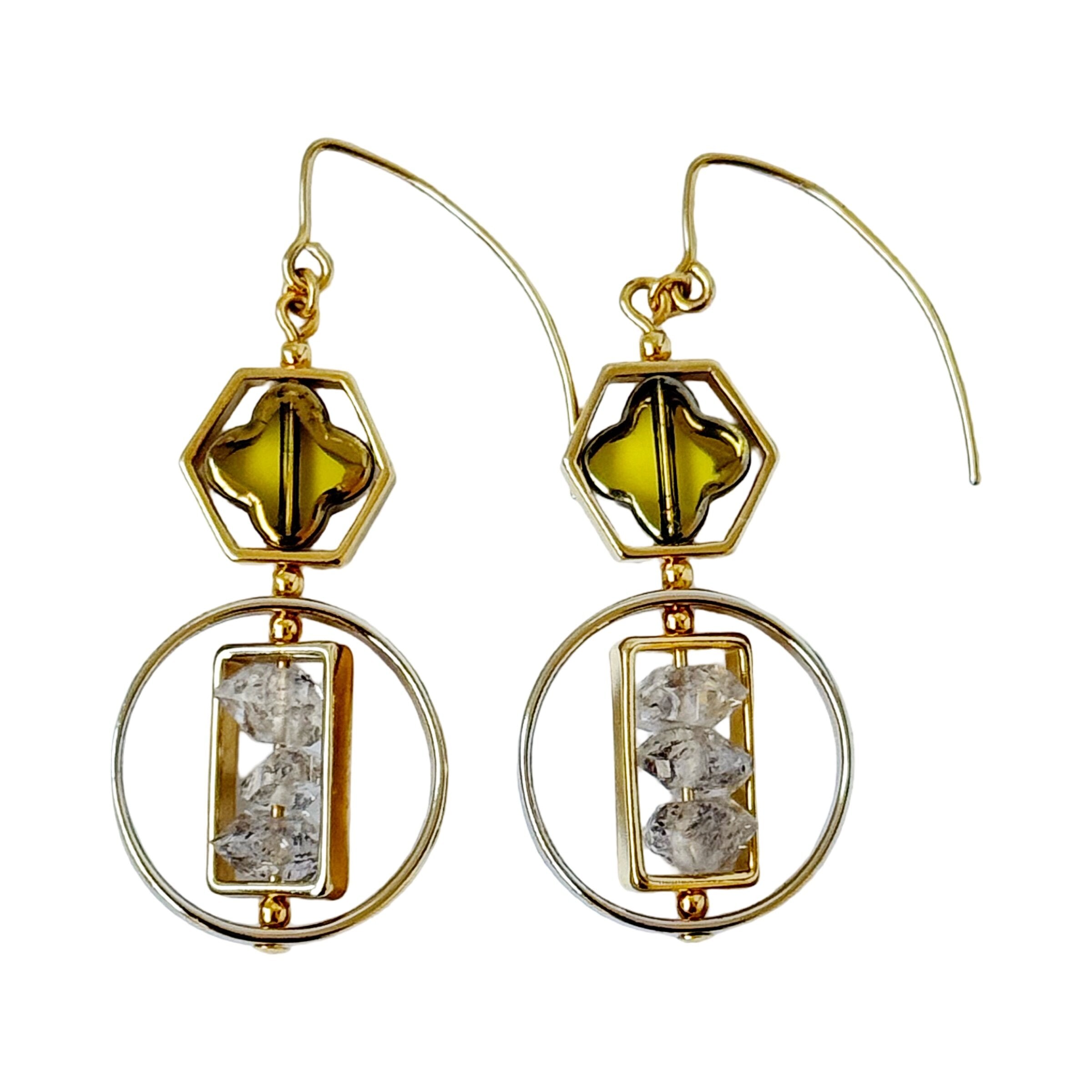 Golden Herkimer Diamond Earrings