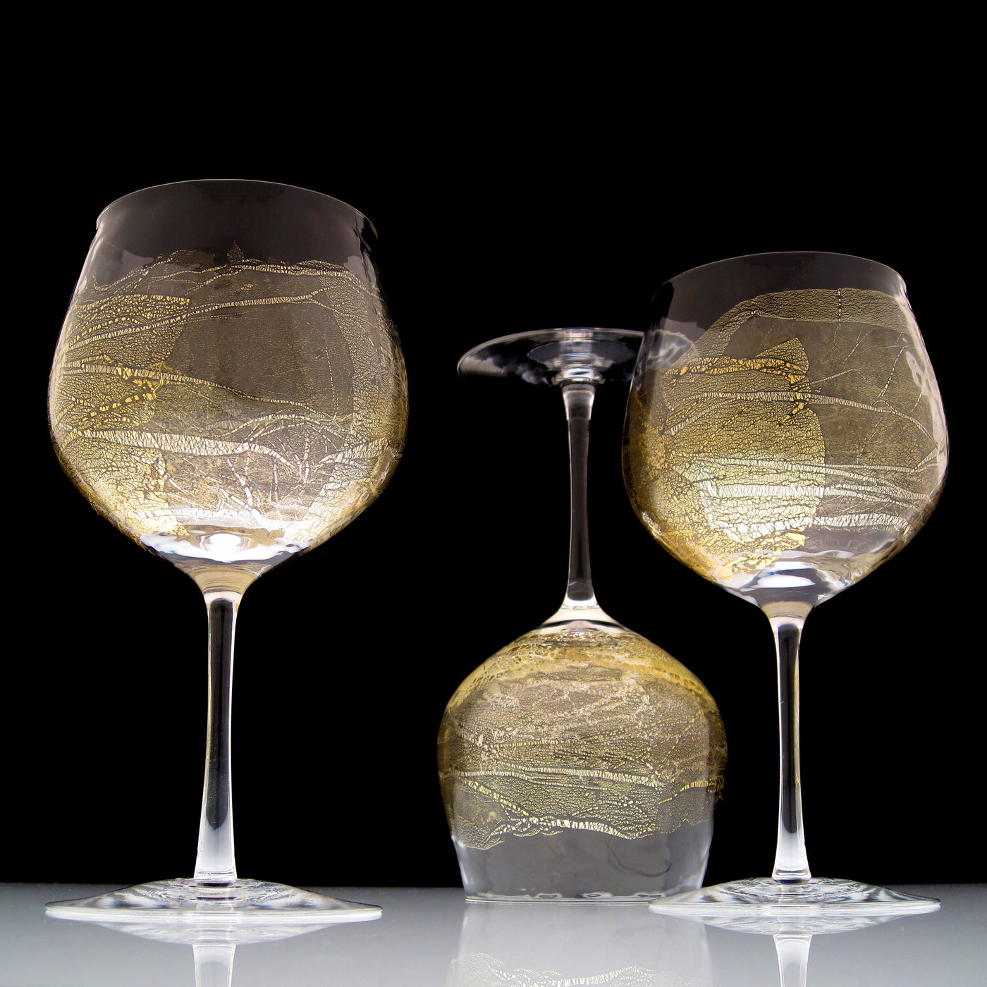 Gold Leaf Boule Stemmed Glass
