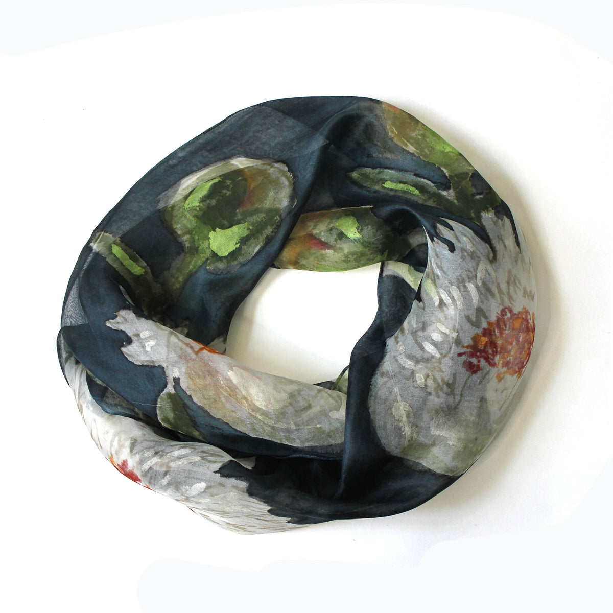Botanical Hand-Painted Silk Scarf