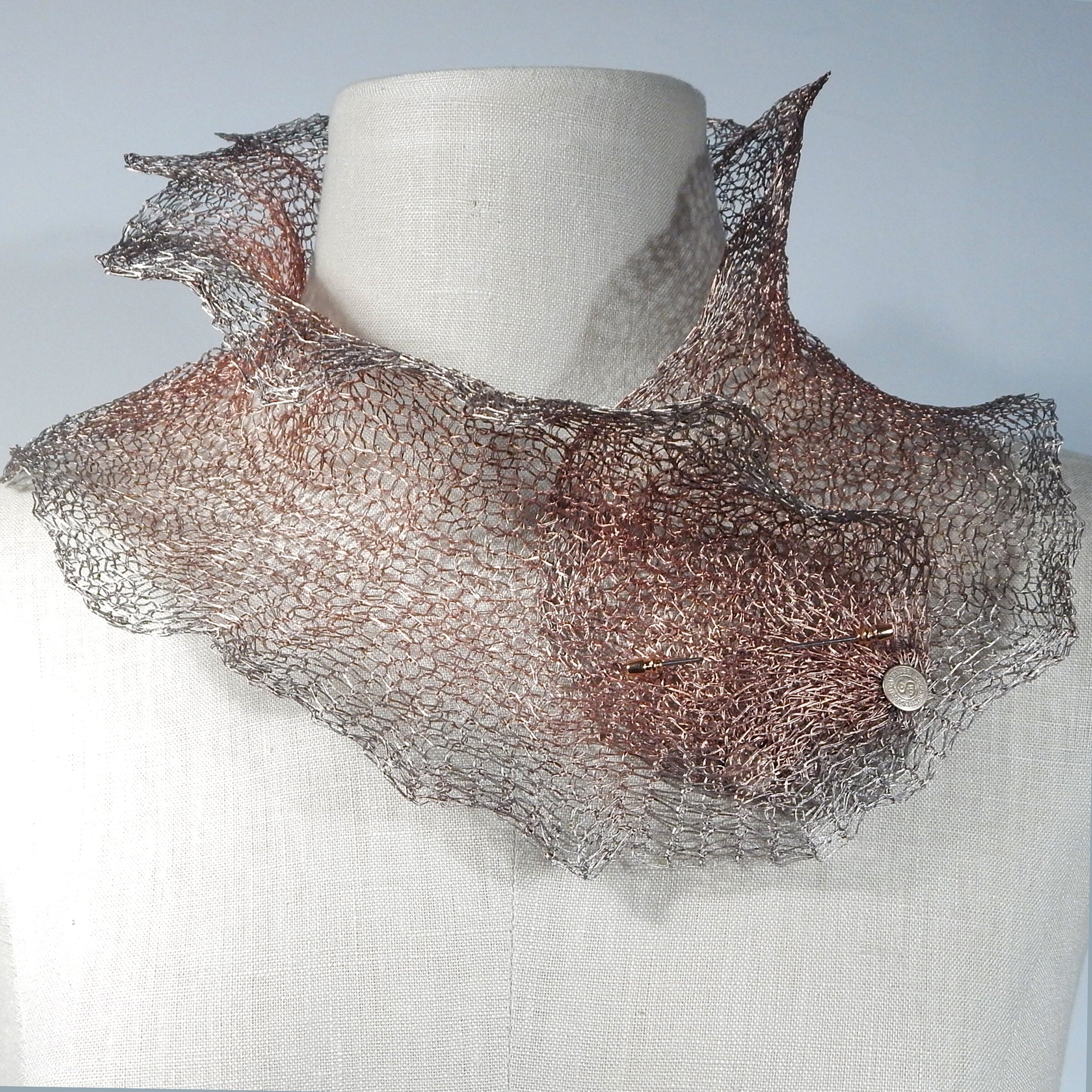 Dramatic Sculpted Knit Collar with Pin