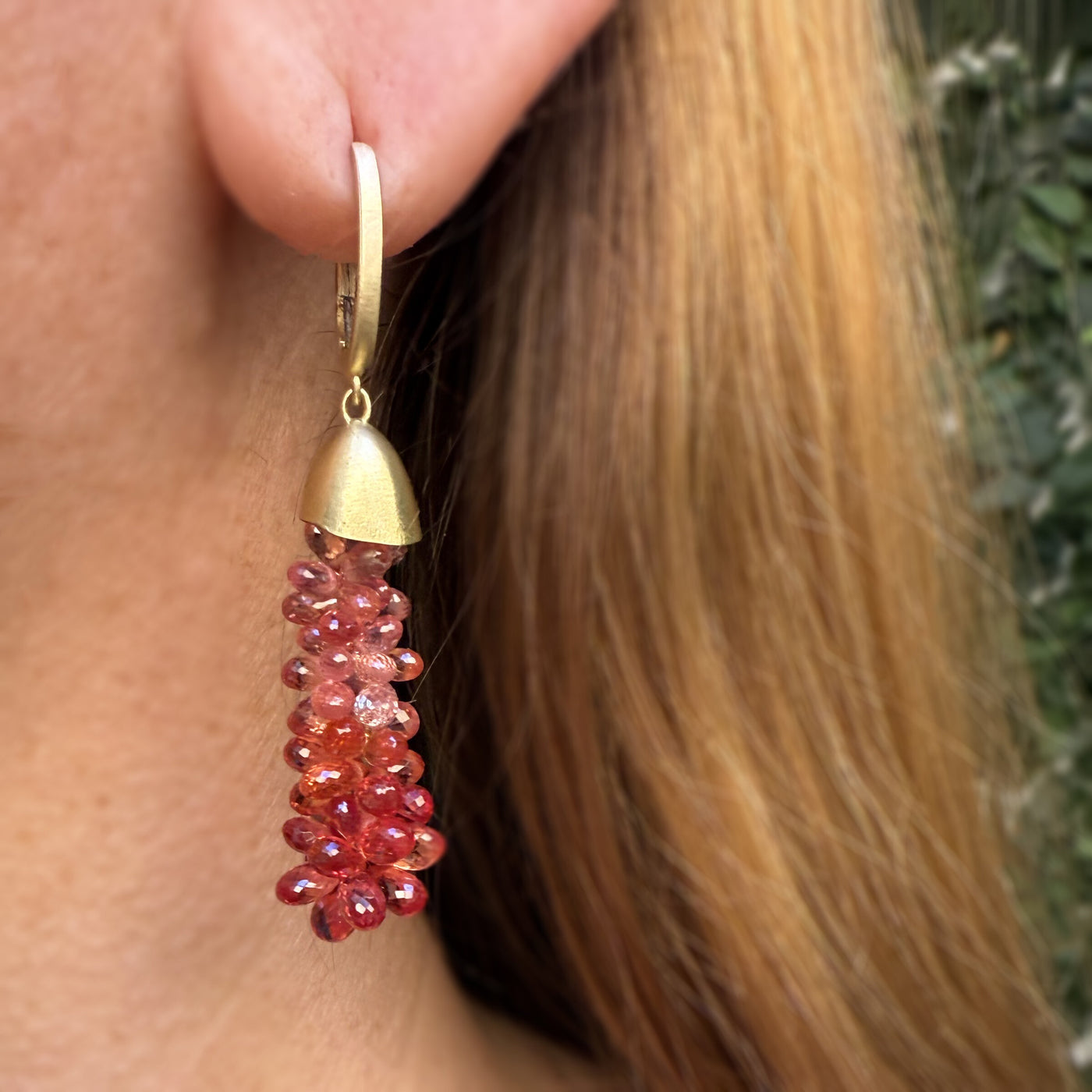 Ruby Briolette Cascade Earrings