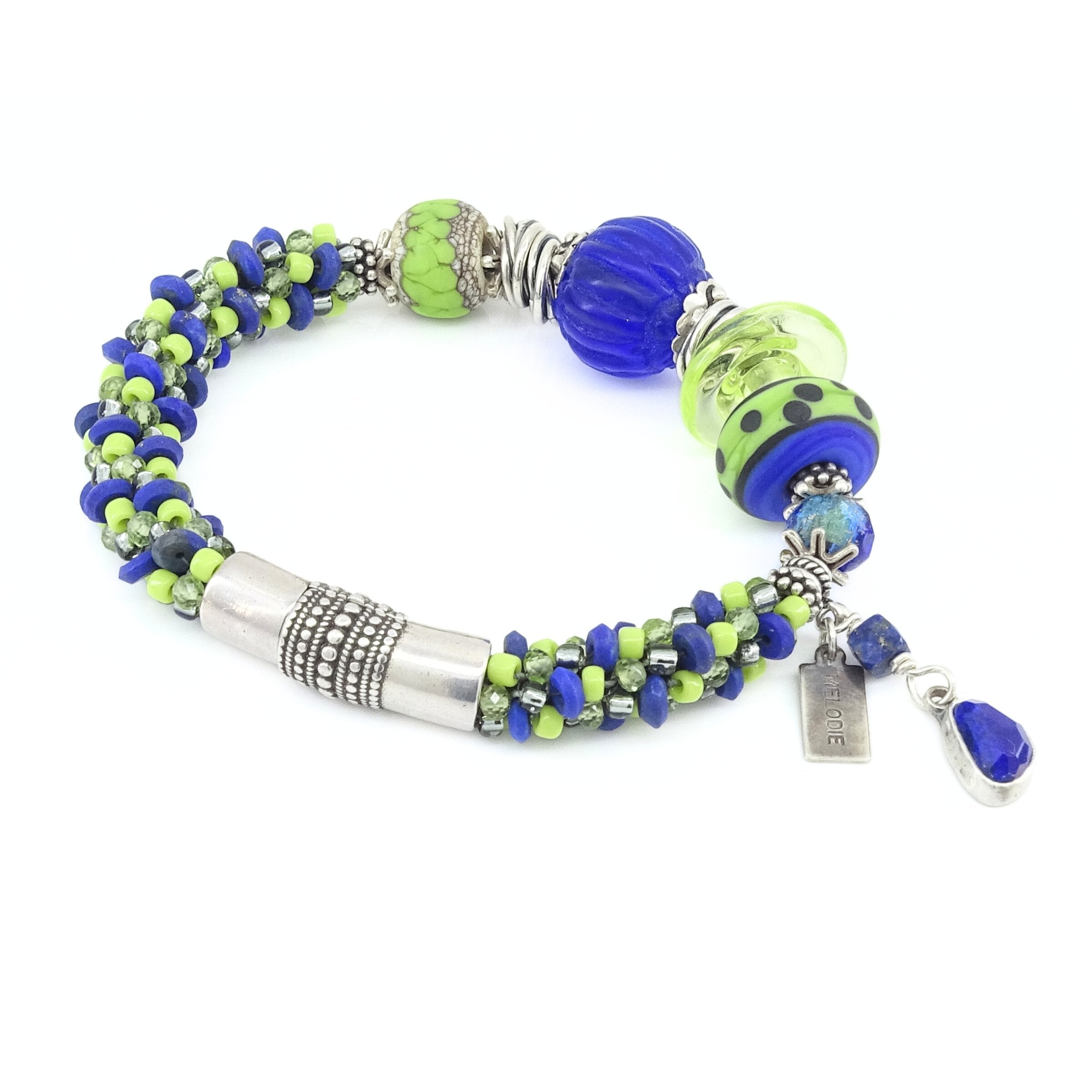 Lapis Blue & Apple Green Bracelet