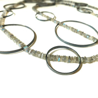 Labradorite Large & Long Circle Bubble Necklace