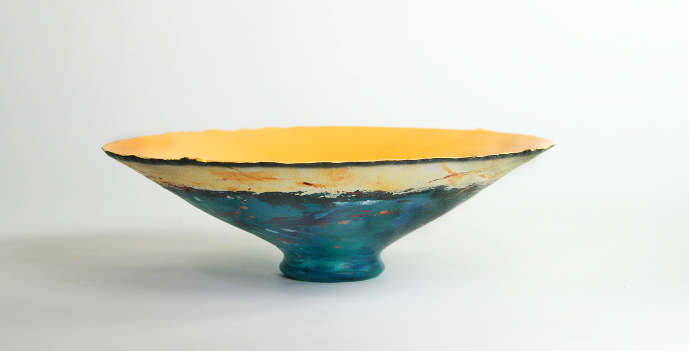 Wide Sea Green Cityscapes Bowl