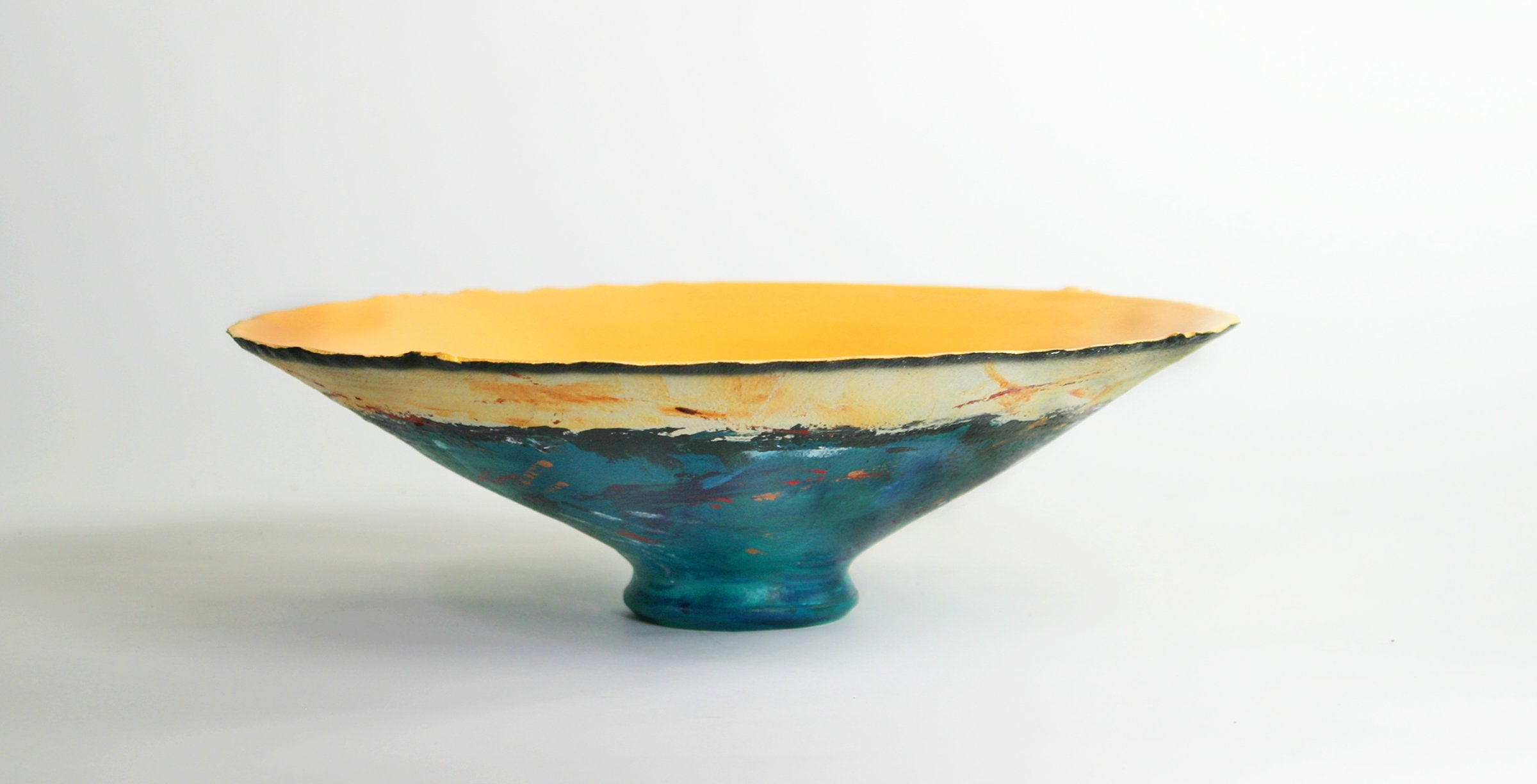 Wide Sea Green Cityscapes Bowl