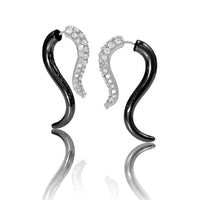 Oxidized silver with lab diamonds set in 14k white gold