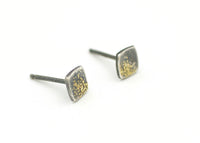 Fused Gold and Silver Lichen Cushion Square Posts